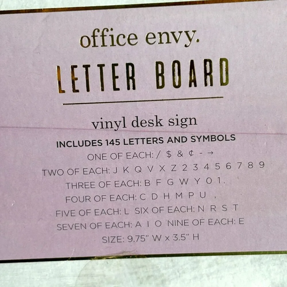 Office Envy Purple Desk Letter Board 9.75